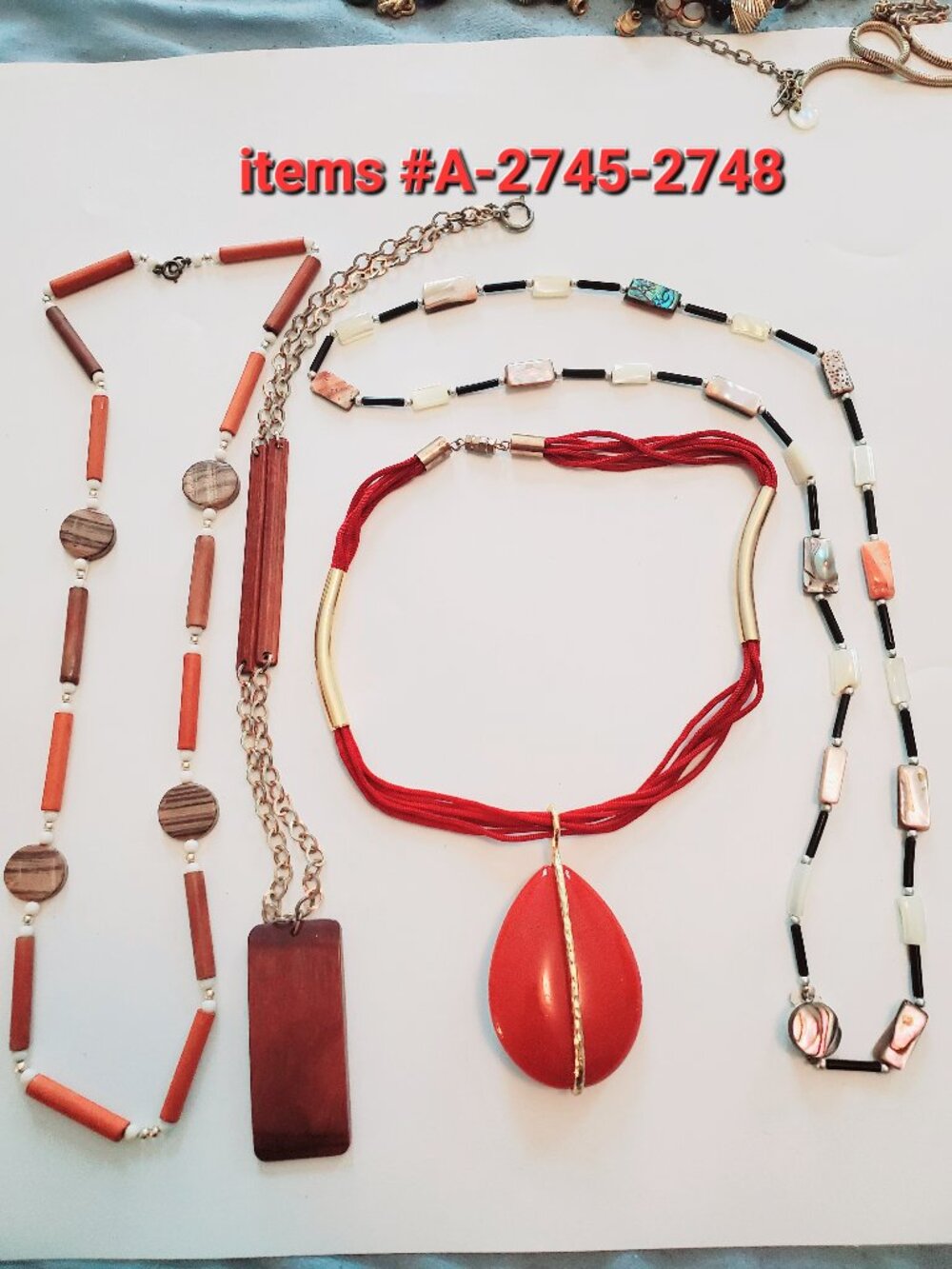 4 Necklaces, items # A-2745-2748 ,. wt  112 grams.